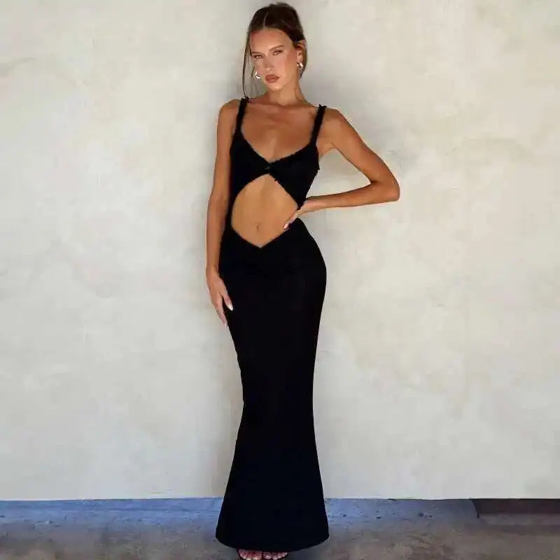 Giyu Sexy Evening Club Party Dresses Women 2025 Summer Sleeveless Backless Hollow Out Maxi Long Dress Elegant Bodycon White Robe