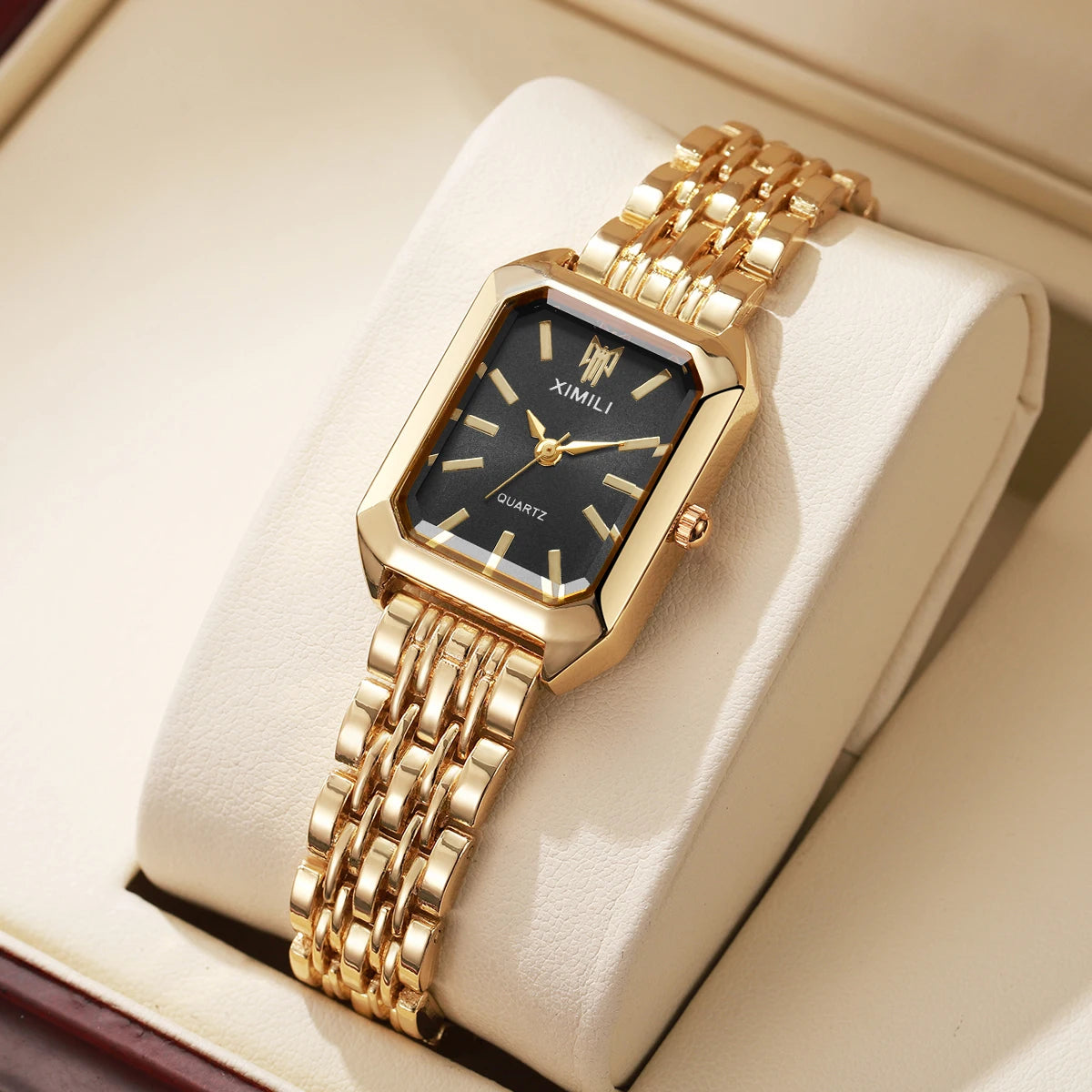 高級レディース腕時計 ファッション 長方形 レディース スチールバンド クォーツ腕時計 Reloj Mujer Relogio Feminino 女の子用時計 ギフト