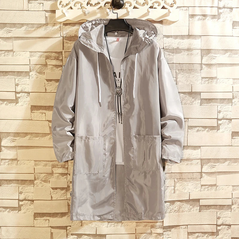 Streetwear Casual Hoodie Windbreaker Breathable Ultrathin Sunscreen Jacket Outdoor Male Trench Coat Sun Protection Clothing Men