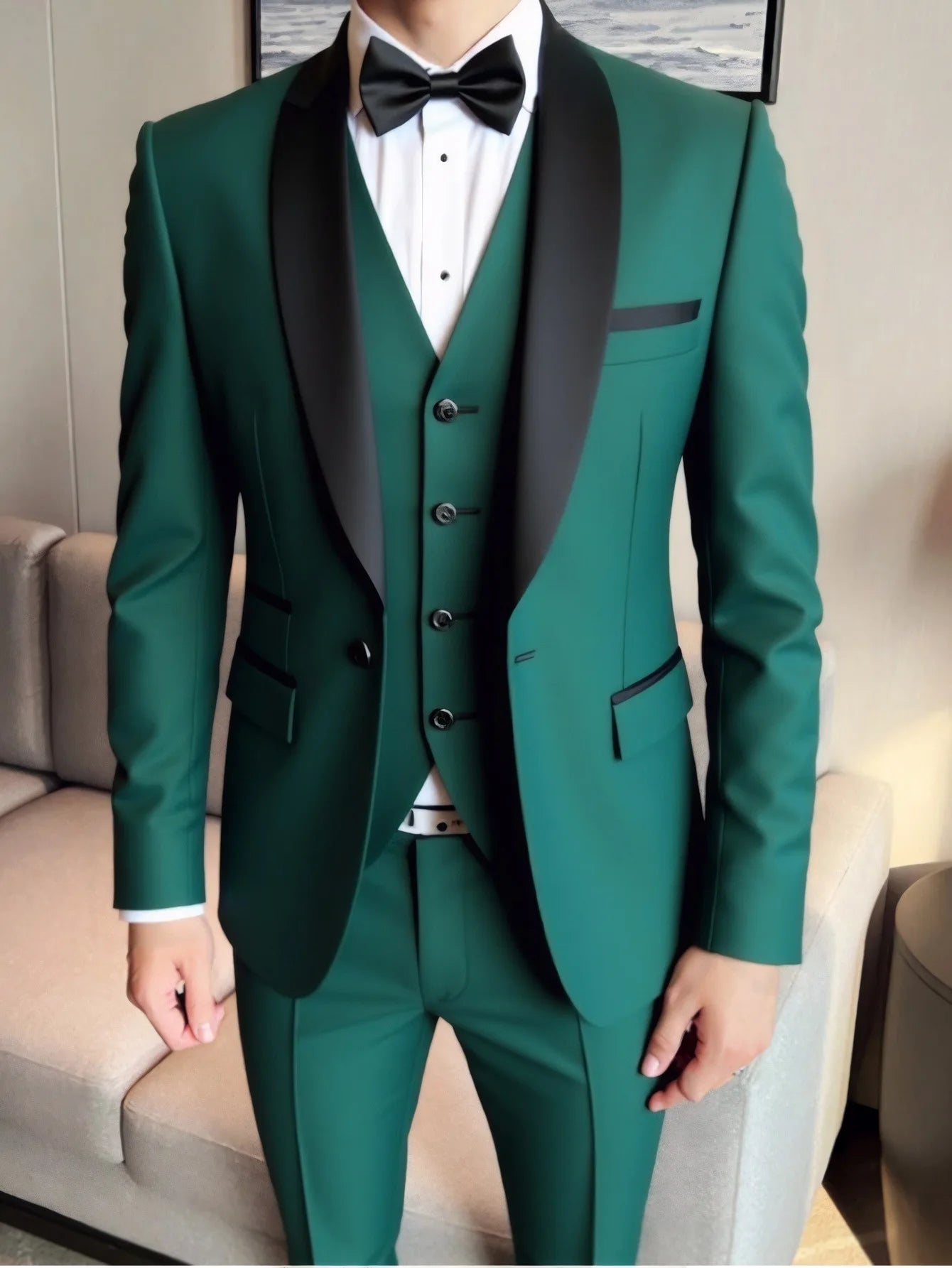 3 Piece Suit Jacket Vest Trousers/Fashion Men's Casual High Quality Business Slim Groom Wedding Formal Suit Jacket Trousers