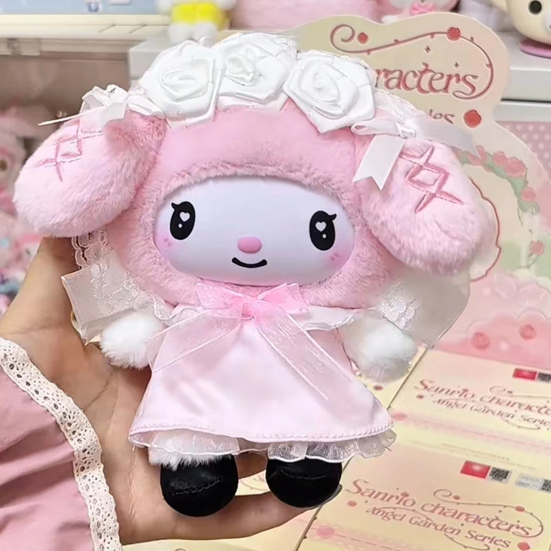 Genuine Sanrio Kuromi & Melody Angel Garden Series Vinyl Plush Blind Box Kawaii Mystery Box Pendants Doll Decor Toys As Gifts