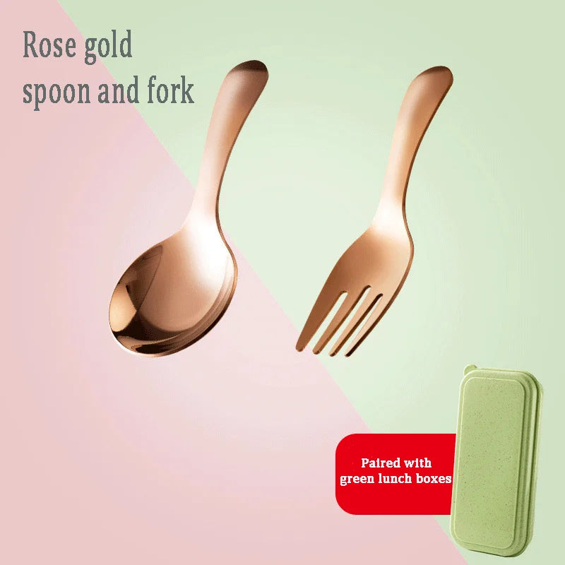 Outdoor Tourism 304 Stainless Steel Portable Tableware, CHILDREN'S Tableware, Dessert Tableware, Spoon and Fork Combination