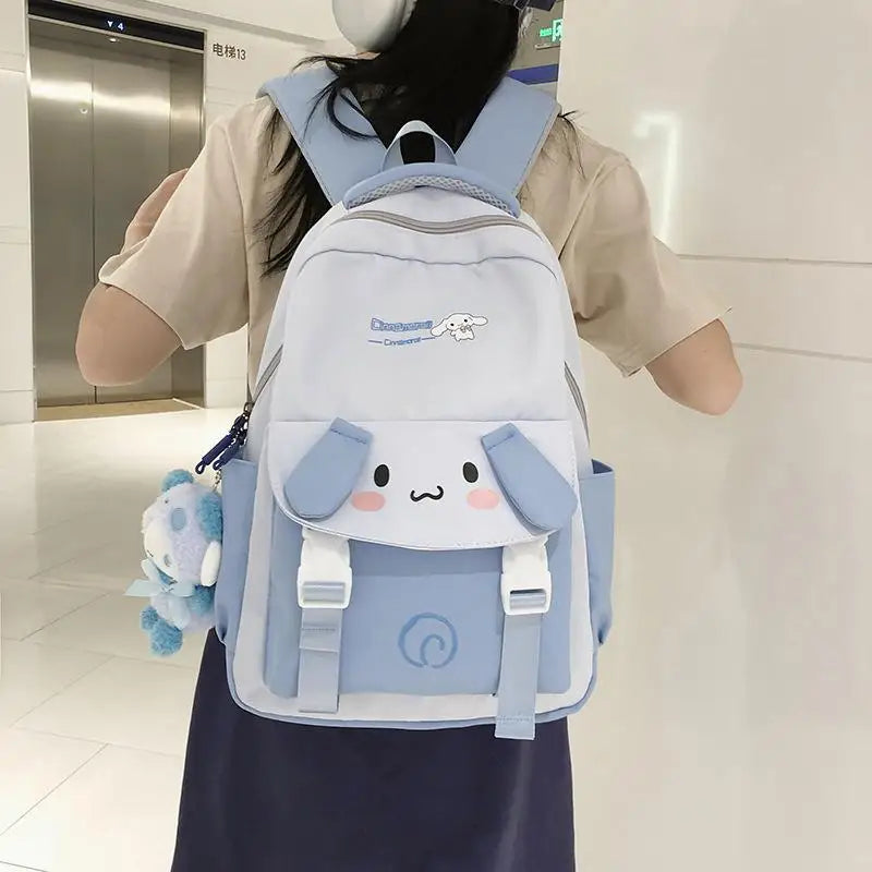 Cute Kuromi Canvas Backpack For Girls School Bags Portability Teens College Student Large Travel Shoulder Bag Mochilas Escolares