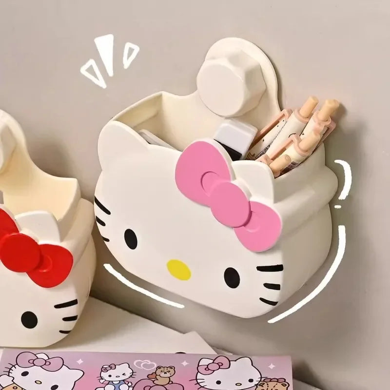 Sanrio Bathroom Shelf Punch-Free Hello Kitty Sink Yoothbrush Toothpaste Comb Storage Box Household Products Decorative Organiser