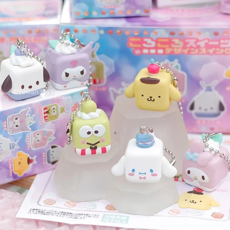 Sanriose Doll Pendant Kuromi Pom Pom Purin Pochacco Cute Square Faced Q Verison Backpack Accessory