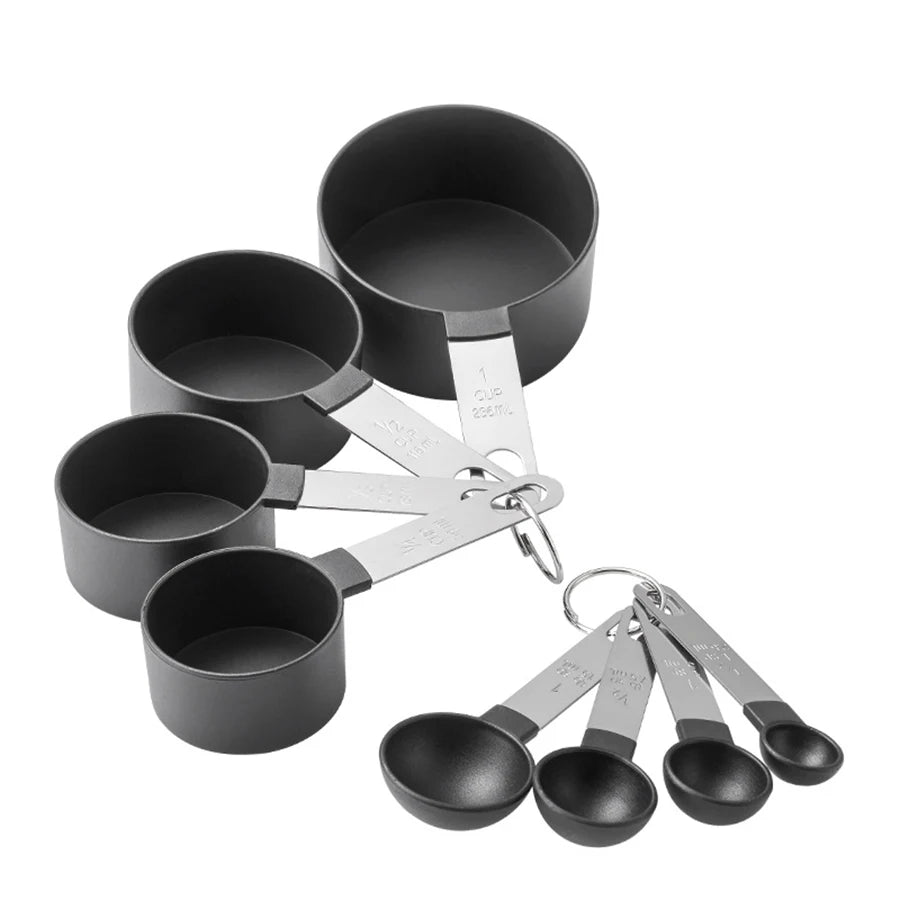 4PCS/8PCS plastic measuring cup Spoon Set Stainless Steel handle Kitchen Baking Tools Accessories Weighing gadgets