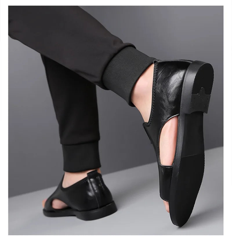 Sandals for Men Fashion Hollow Out Casual Shoes Soft Sole Comfort Beach Shoes for Men New Leather Flat Sandal Designer Sandalias