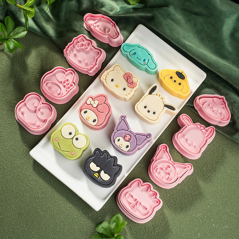 Sanrio Cookie Mold Hello Kitty Kuromi Snoopy Pikachu Cartoon 3D Fruit Cutter Model Toys Kitchen Party Baking Tools Accessories