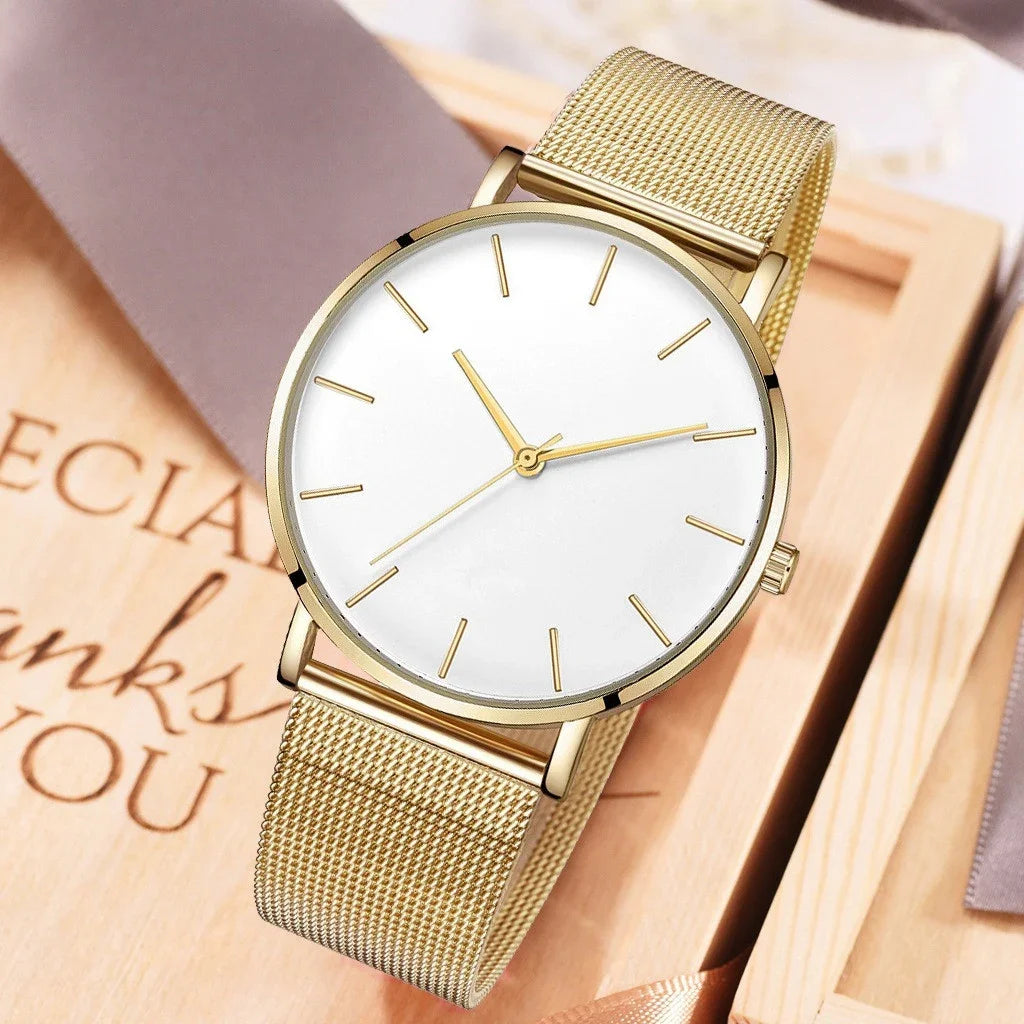 Luxury Women Watches Top Brand Metal Mesh Belt Quartz Wristwatch for Woman Fashion Simple Ladies Watch Clock Gift reloj mujer