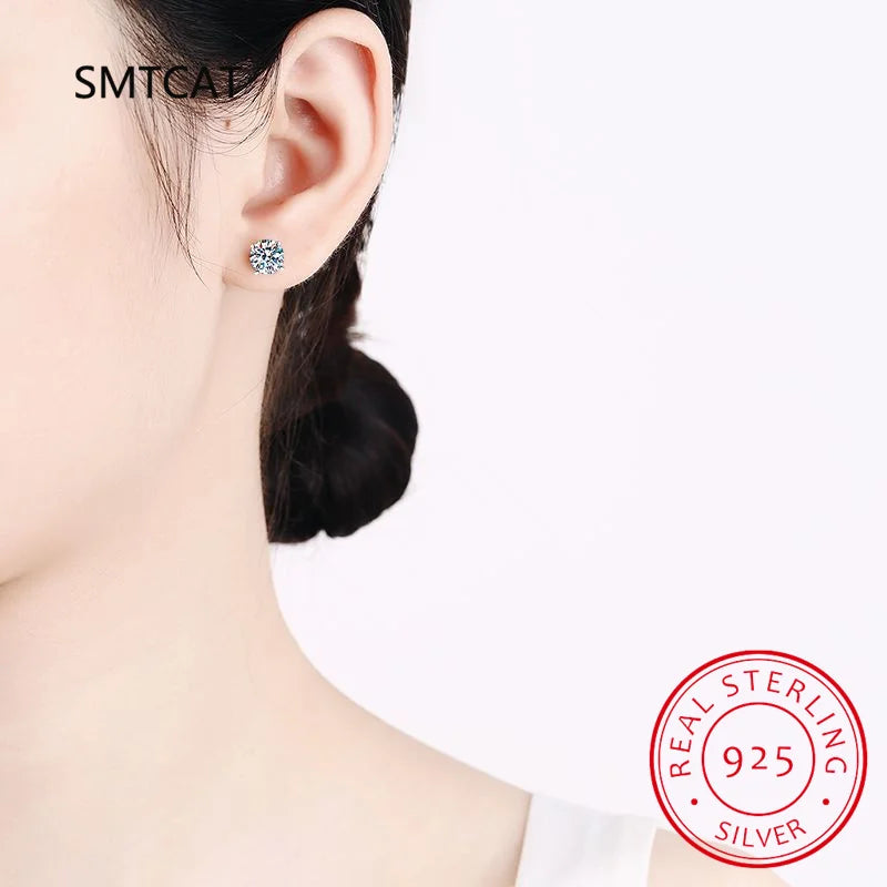Certified 2ct D Color Moissanite Studs Earrings for Women White Gold S925 Sterling Silver Brilliant Lab Diamond Earring
