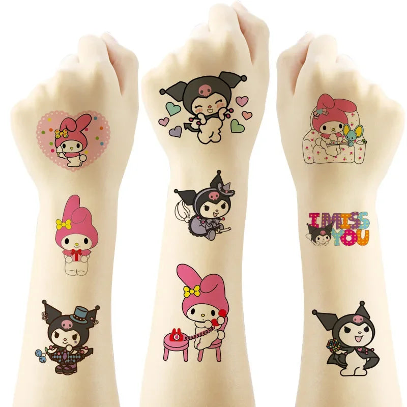 Sanrio series Tattoo Stickers Waterproof Cute Sticker Anime Birthday Party Supplies Decoration For Kids Women Men Gift