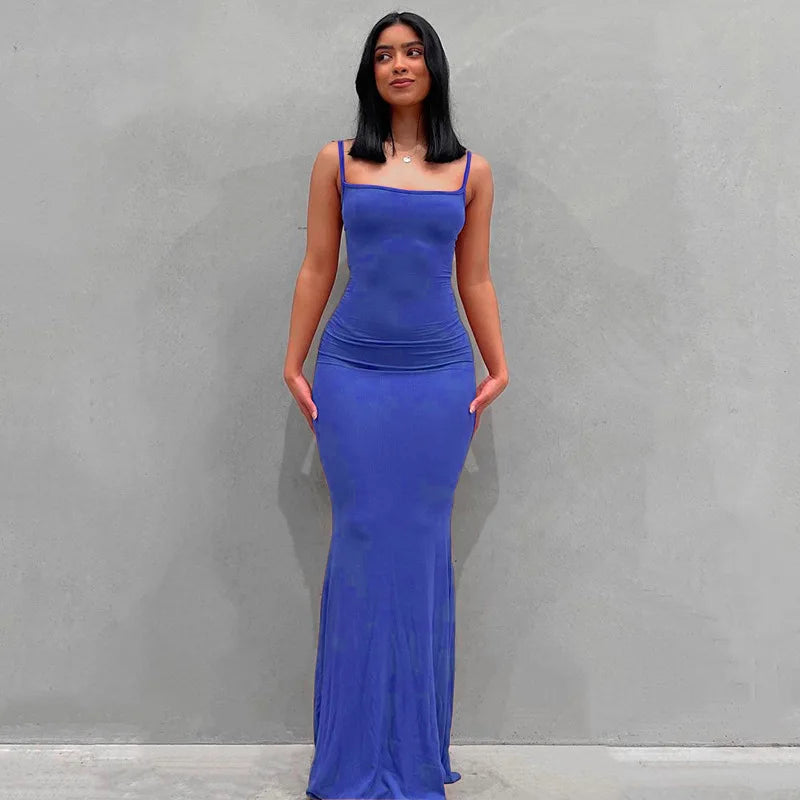 Satin Slip Sleeveless Backless Maxi Dress Women 2025 Y2K Summer Bodycon Elegant Sexy Outfits Ladies Birthday Party Club Sundress