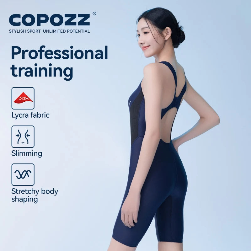 COPOZZ レディース ワンピース水着 無地 ノースリーブ くり抜き Vネック 夏 女性用 水泳 スポーツ 大人用 スリム 水着 ビーチ