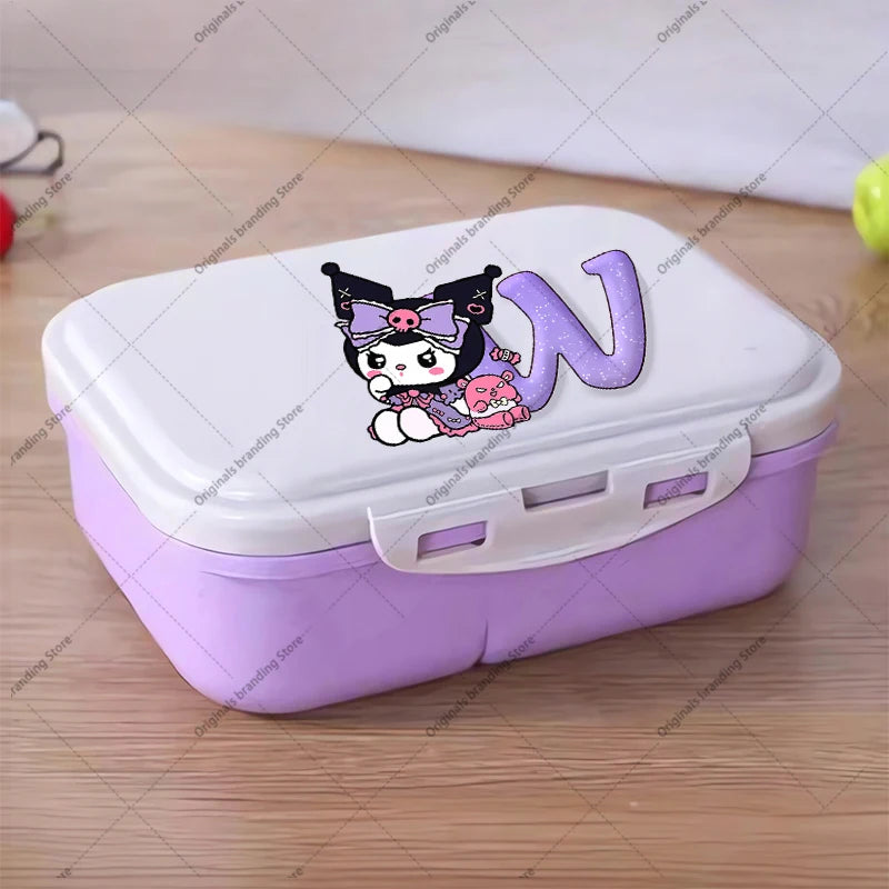 Kuromi 26 Letters Lunch Box Kawaii Girl Portable Bento Rice Boxs Student Hermetic Food Crisper Single Layer Capacity Kids Gift