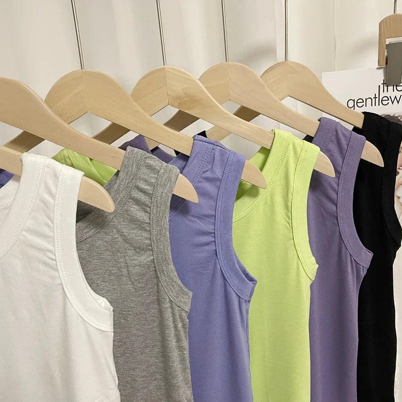 I-Shaped Tank Women Inner Outer Wear Sleeveless Bottoming Shirt Summer Thread Vest Slim-Fit Cover Supernumerary Breast Tops
