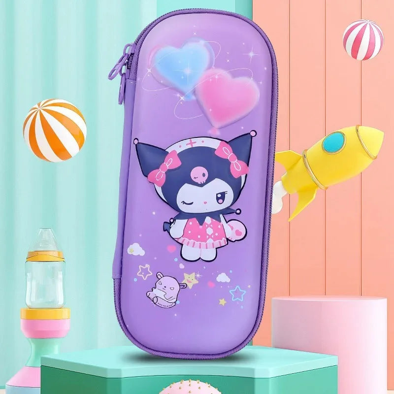 Kuromi & Cinnamoroll Pencil Case, Durable, 3D Stereoscopic Large Capacity Stationery Case Waterproof Drop Pencil Case