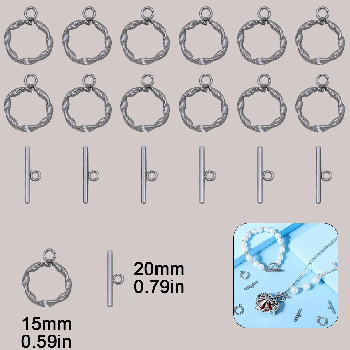 Stainless Steel OT Rings&Toggle Clasps Round Bar For Jewelry Making Necklaces Bracelets Pendants DIY Handmade Accessories