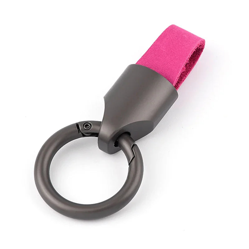 New Cowhide Leather Keychains for Women Men Waist Belt Buckle Carabiner Car Pendant Key Chains Rings Keyring Bag Gifts
