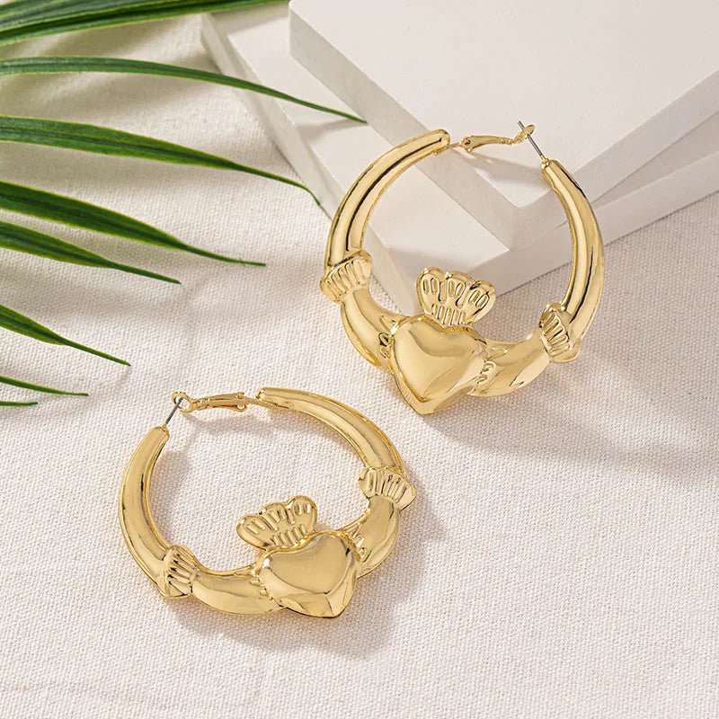 New Style Gold Color Heart Hoop Earring Women Girls Gifts Simple Fashion Ear Jewelry Accessories Party Gift