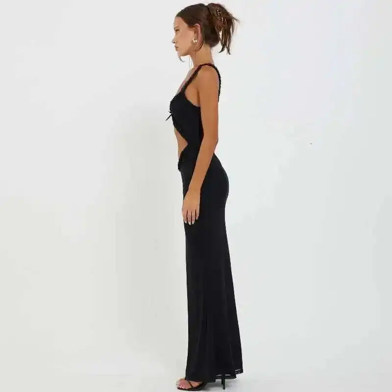 Giyu Sexy Evening Club Party Dresses Women 2025 Summer Sleeveless Backless Hollow Out Maxi Long Dress Elegant Bodycon White Robe