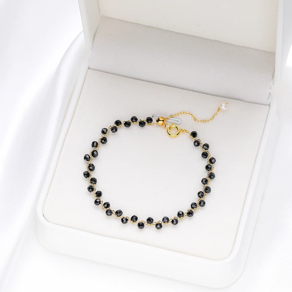 3MM Natural Stone Tourmaline Bracelet For Women on Hand Jewelry Party Wedding Luxury Gift AmethystSet Handmade New In