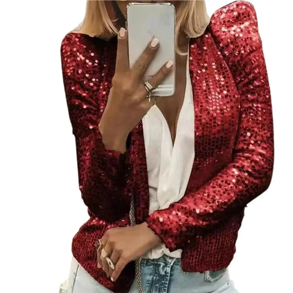 Glitter Sequin Jacket Autumn Sequins Golden Loose Jacket For Women Long Sleeve Casual Jacket Female Fashion Coats Women Jackets