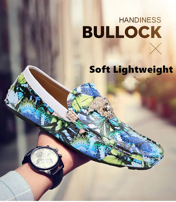 Luxury Loafers Men Fashion Printed Leather Shoes Designer Moccasin for Man Party Shoes Comfortable Flats Driving Shoes Male