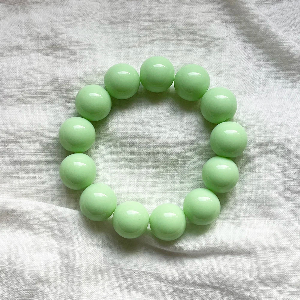 Cute Sweet Colorful Acrylic Big Bead Chunky Bracelet Fluorescent Hand Beaded Simple Bangles Summer Spring Jewelry Accessories