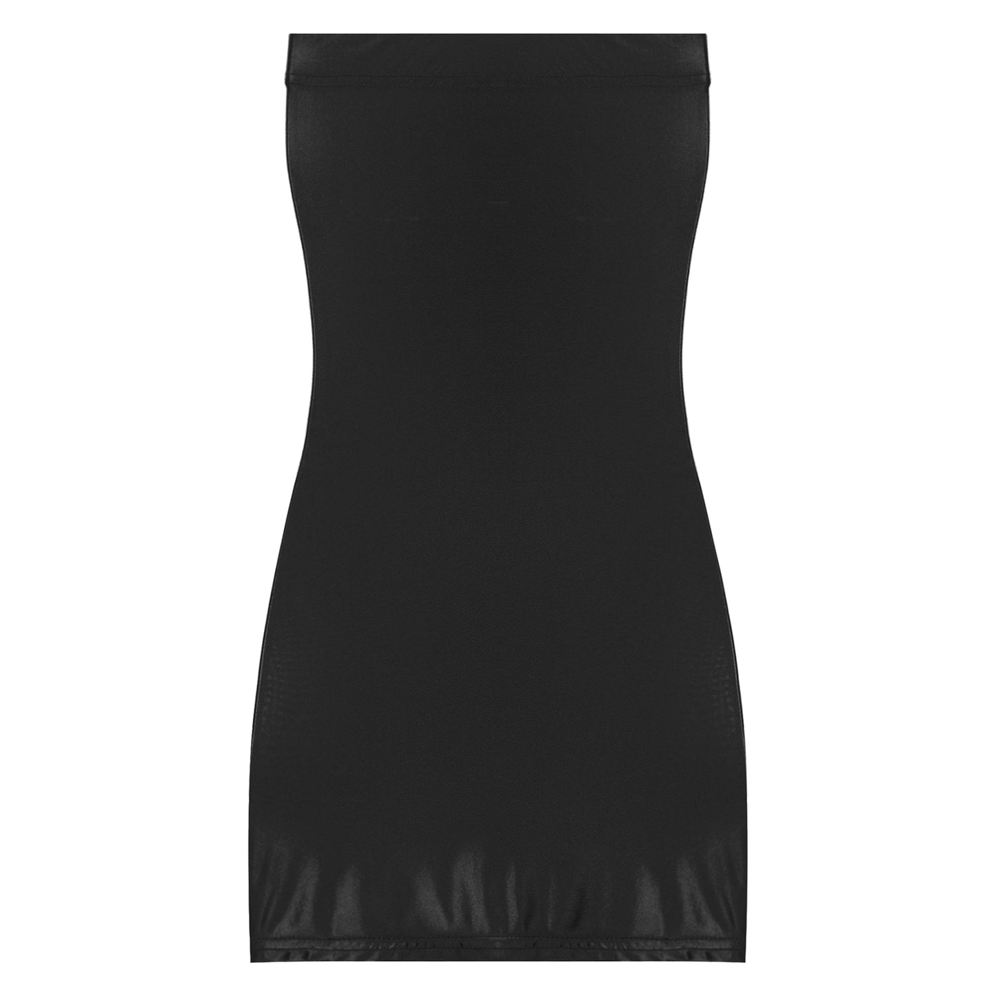 Sexy Women Oil Glossy Sheer Bodycon Dress Females See Through Strapless Pencil Dress Smooth Tight Mini Dress Clubwear