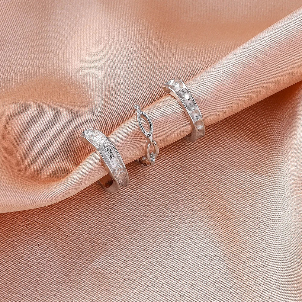 Aihua Simple Crystal Small Silver Color Ear Cuff for Women Earrings Cartilage Piercing Earring Sets Minimalism Jewelry Gifts