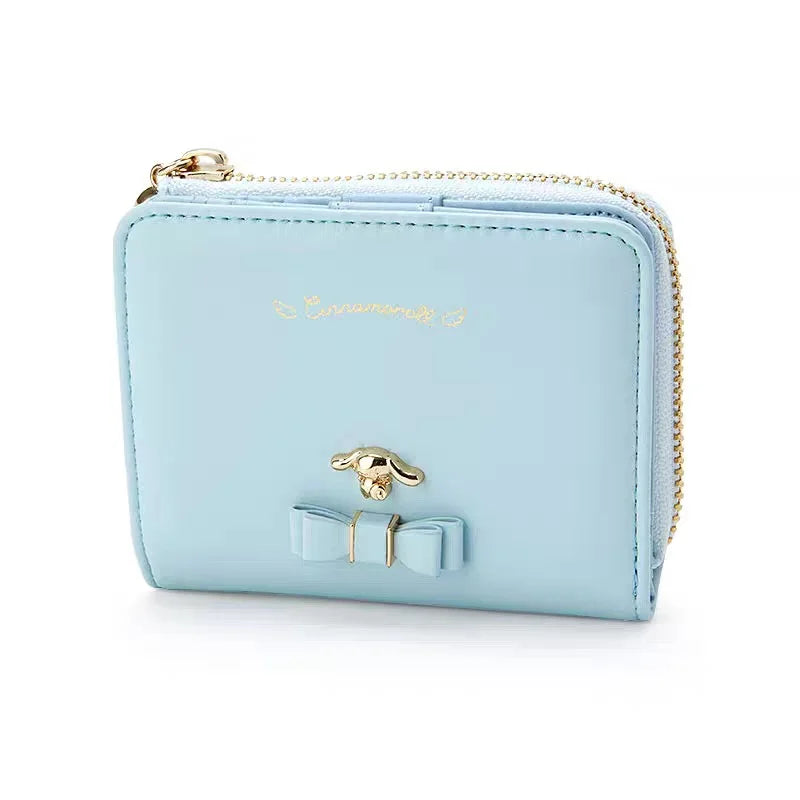 Sanrio Cinnamoroll Kuromi My Melody Hello Kitty Kawaii PU Leather Wallet Card Holders Casual Coin Purse Money Bag