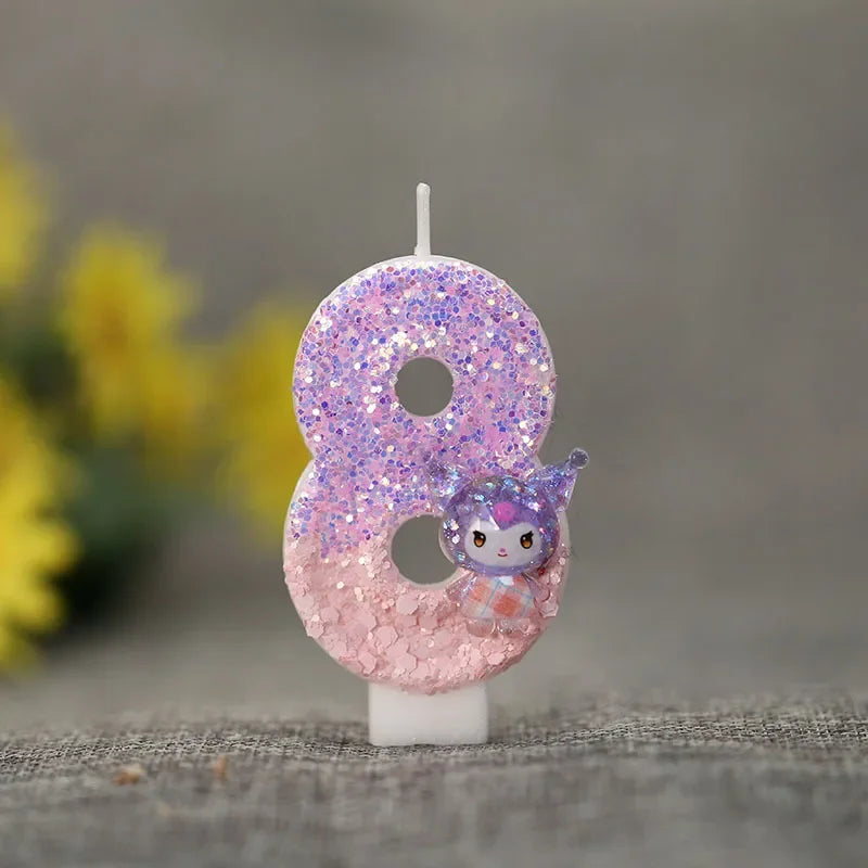 Kuromi Digit 0-9 Candle Sanrio Anime Birthday Decoration Baby Shower Gender Reveal Anniversary Cake Topper Party Supplies Gift