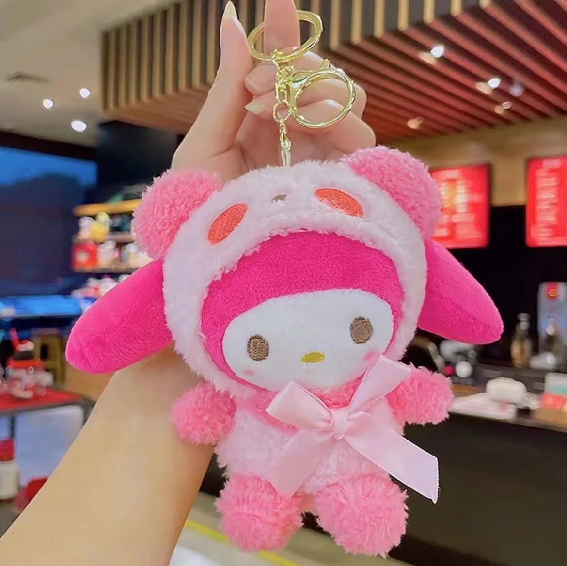 Sanrio Hello Kitty Plush Doll Keychain Pendant Cartoon Kt Cat Stuffed Plushies Key Ring Bag Accessories Girls Gift Kids Toys