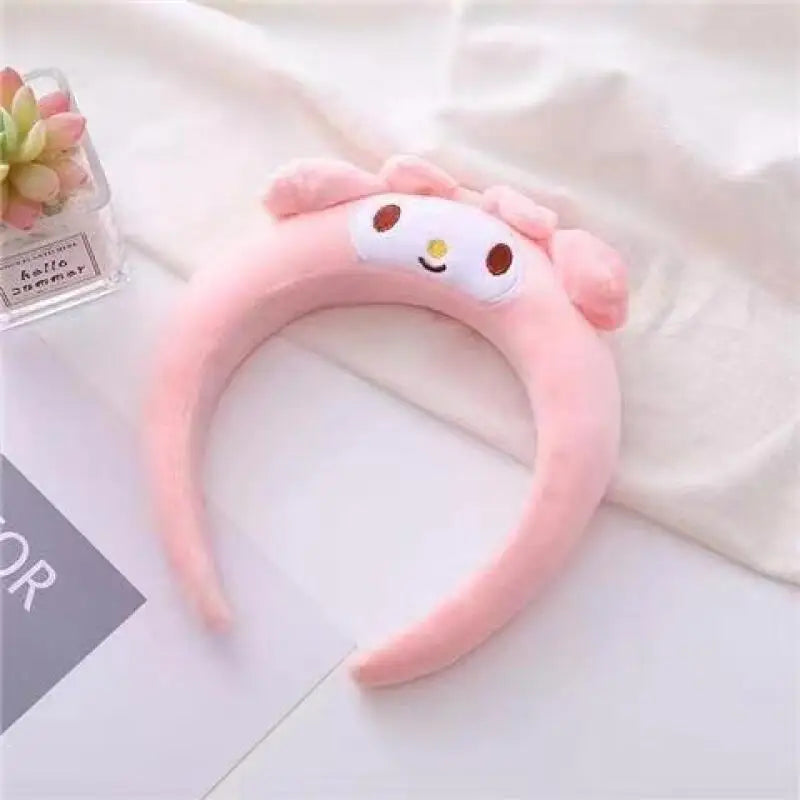 1pc Kawaii Stich Funny Headband Kuromi Melody Cinnamoroll Cute Cartoon Plush Hair Accessories for Girl Women Wash Face Hair Band