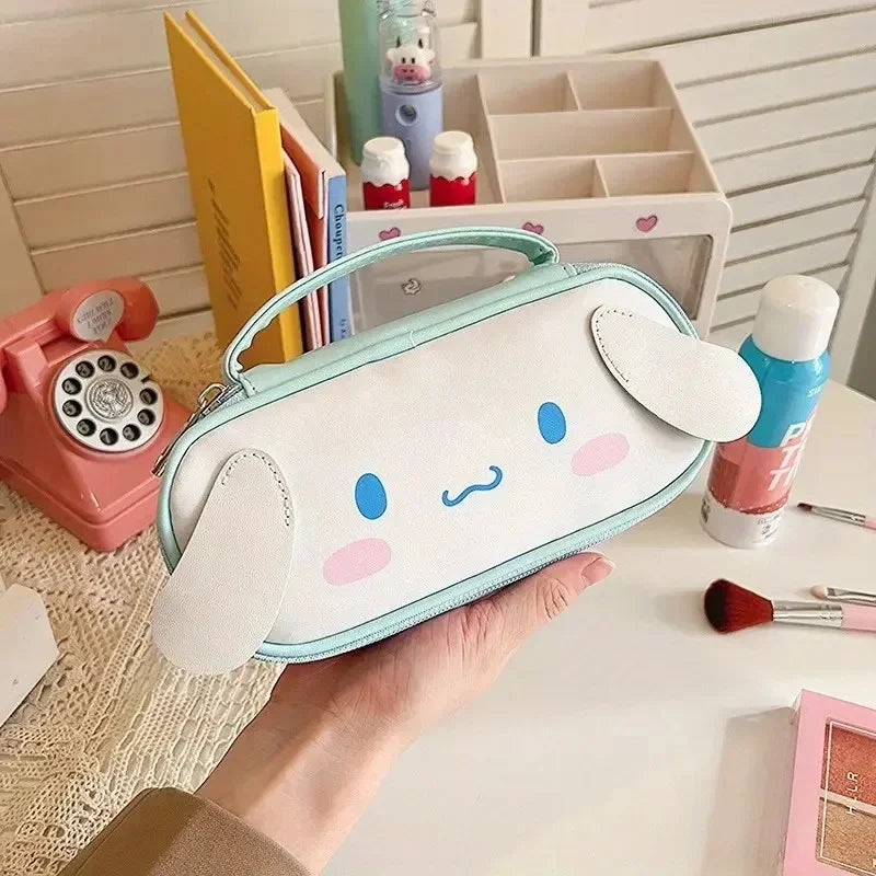 Sanrio Kuromi Large Capacity Pencil Case Cartoon Student Portable PU Pen Bag school Stationery My Melody Supplies Storage Bag