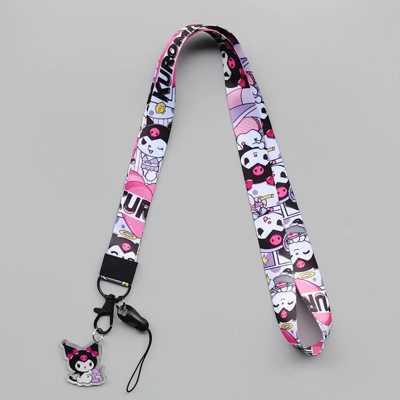 Cute Sanrio Characters Cosplay Accessories Cartoon Neck Strap Lanyard with Phone Strap and Card Holder