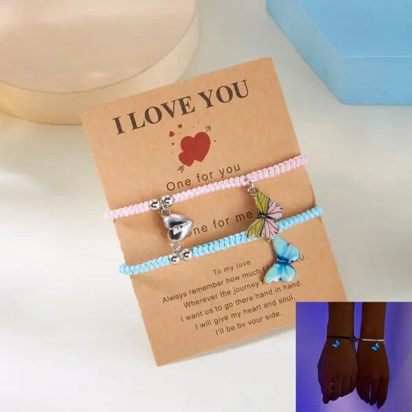 Romantic Luminous Sun Moon Couple Bracelets for Women Men Handmade Braided Rope Matching Bracelet Valentine's Day Jewelry Gifts