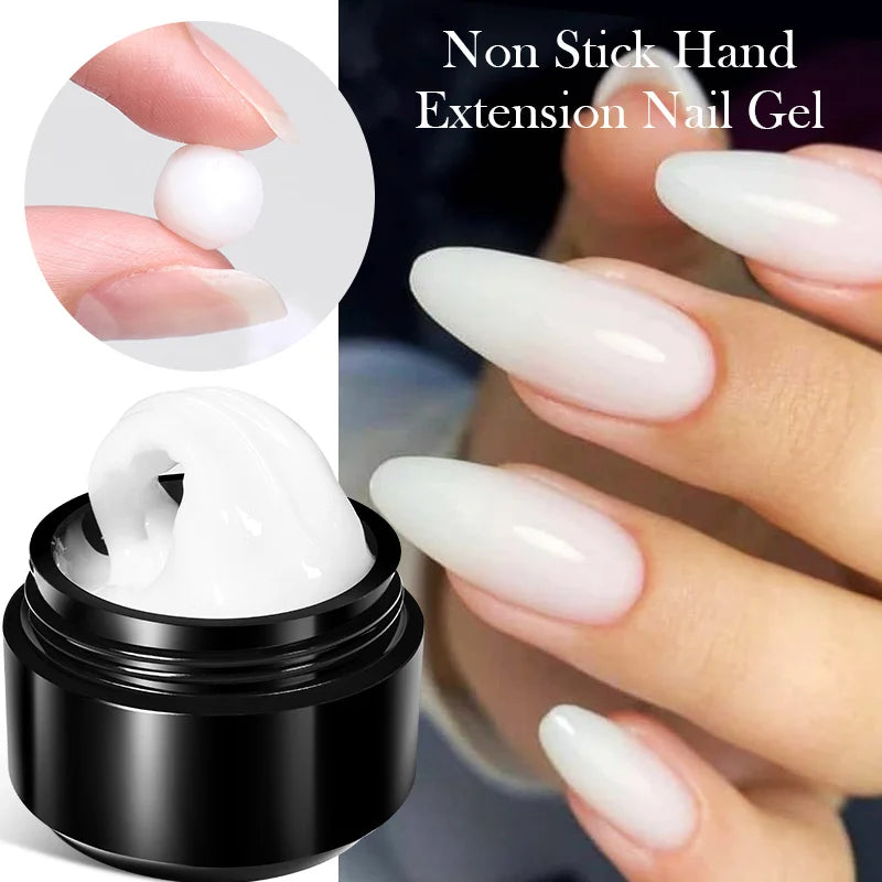 BORN PRETTY 15ml クリア ノンスティック ハンドエクステンション ジェルネイルポリッシュ 3Dシェーピングネイルアート用 固形ミルキーゼリーハードジェル フェイクネイル用