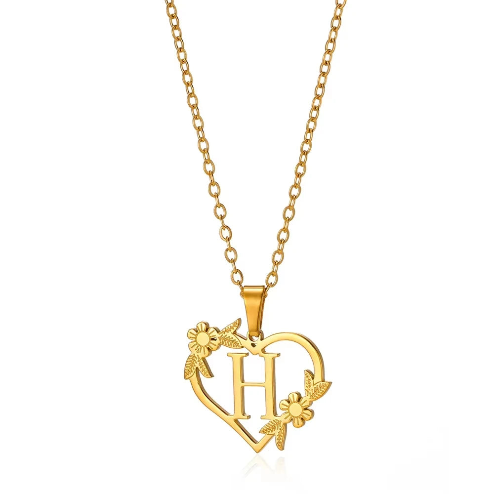 Initial Letter Stainless Steel Pendant Necklace for Women Fashion Gold Color Chain A-Z Alphabet Clavicle Necklaces Jewelry Gift