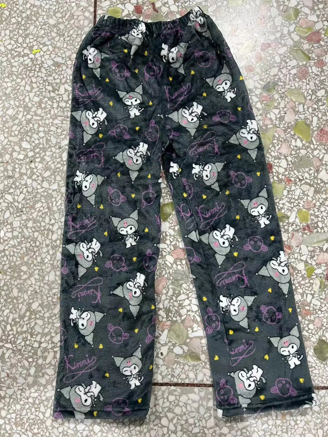 Kawaii Hello Kitty Christmas Velvet Pajamas, Anime and Cartoon Kuromi Autumn and Winter Loose Casual Warm Couple Home Clothes