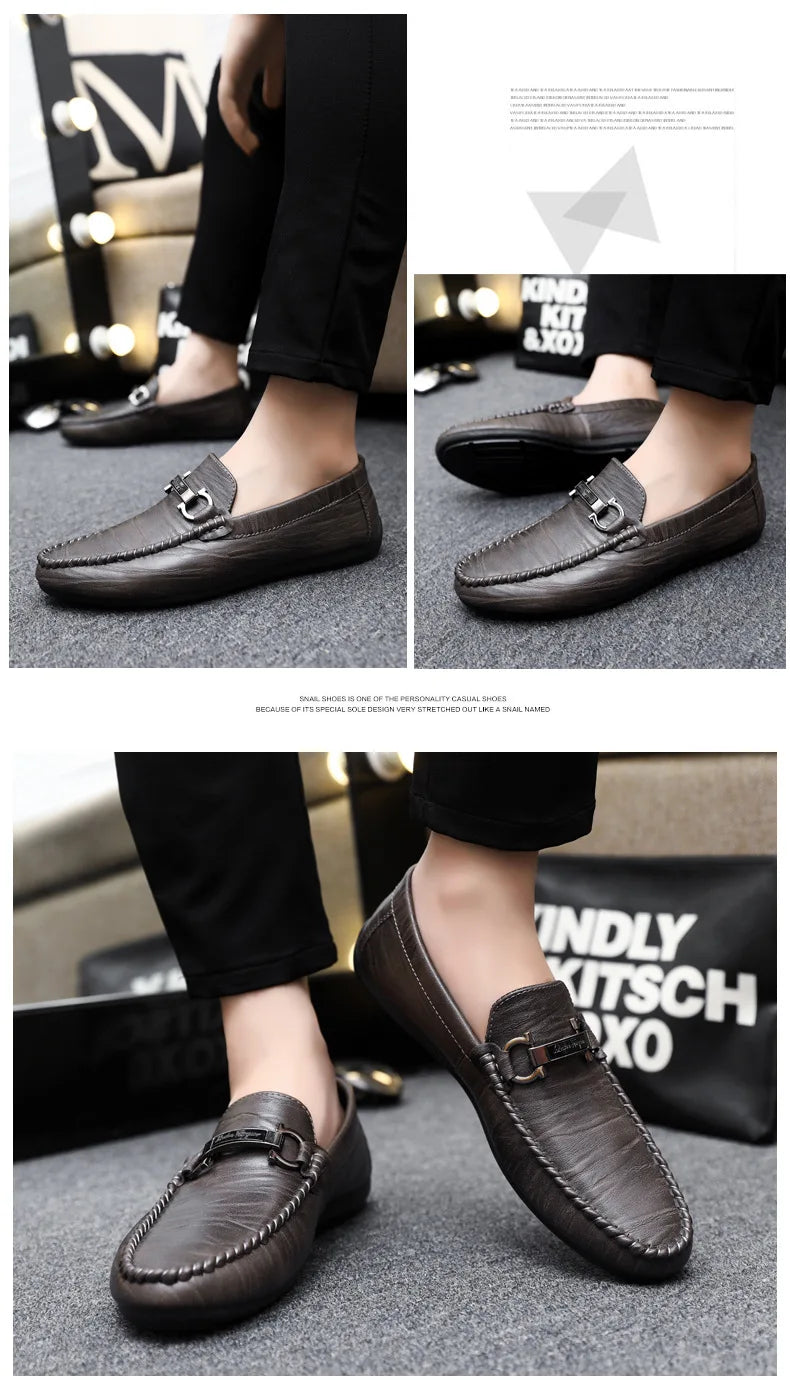 Men Loafers Shoes for Men Luxury Business Dress Shoes Comfy Slip-on Drive Moccasins Footwear Male Brand Leather Boat Shoes Men