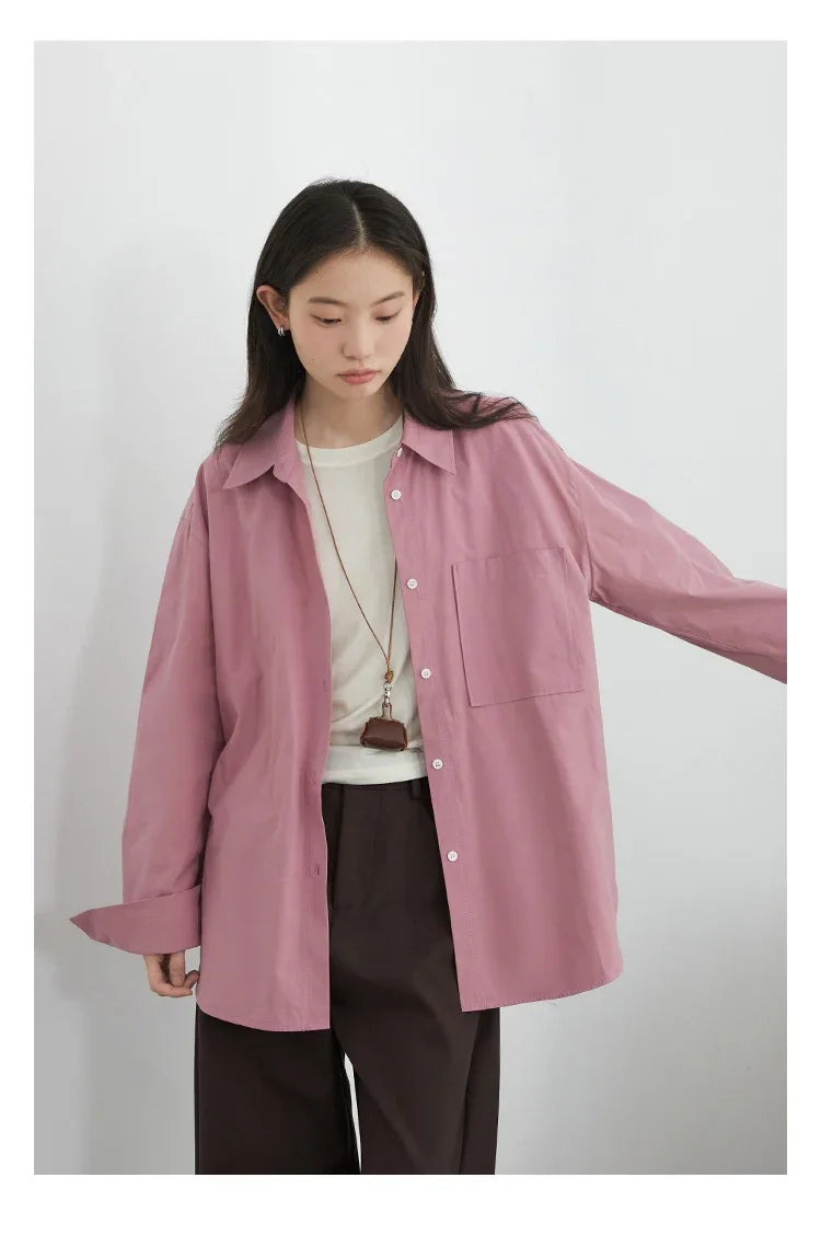 CHIC VEN Women Shirts Solid Long Sleeve Loose Single Breasted Female Blouses Woman Cotton Spring Summer 2025 Clothing