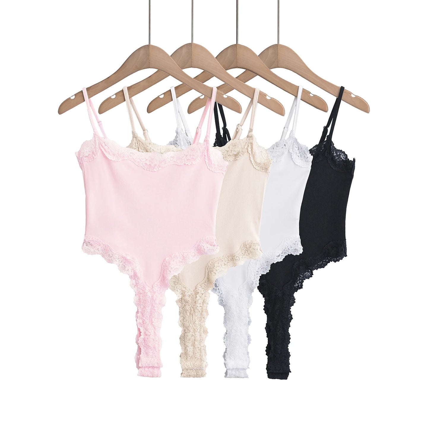 Sexy Bodysuit Tops For Women 2025 Summer Y2k Clothes Lace Panel BodySuits Women Solid Color Cami Bodysuit Backless Lace Top Pink
