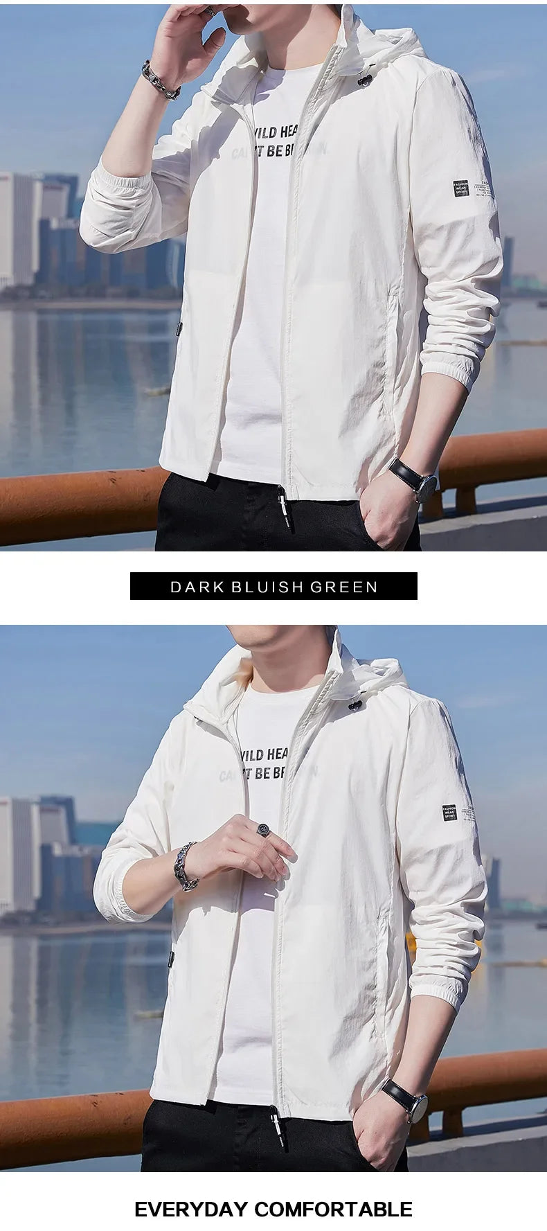 Summer Ultra-thin Jacket Men's Fishing Waterproof Ice Silk Quick-drying Skin Windbreaker Casual Camping Sunscreen Hooded Coat