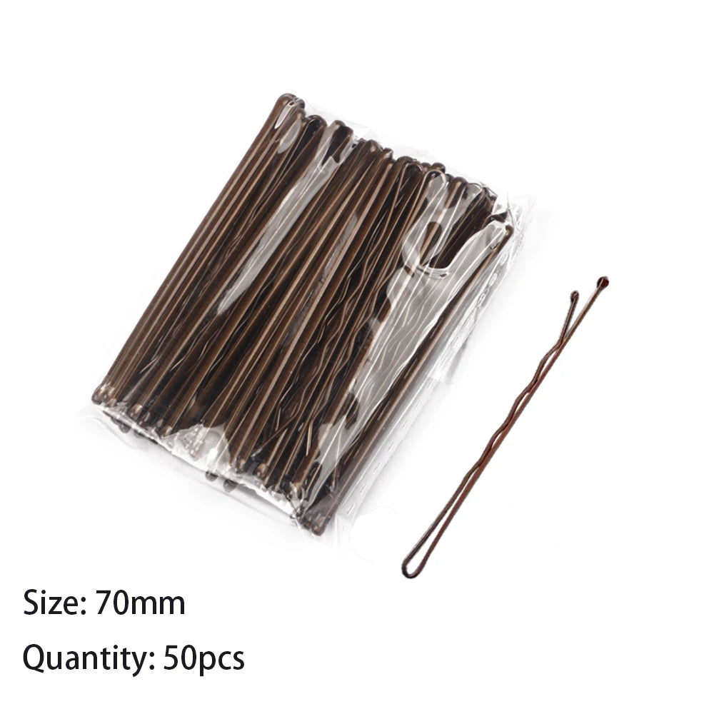 50pcs 50/60/70mm Hair Pin And Clips U Shape For Headpiece Women Girls Hairpins Accessories Bride Wedding Head Jewelry Decoration