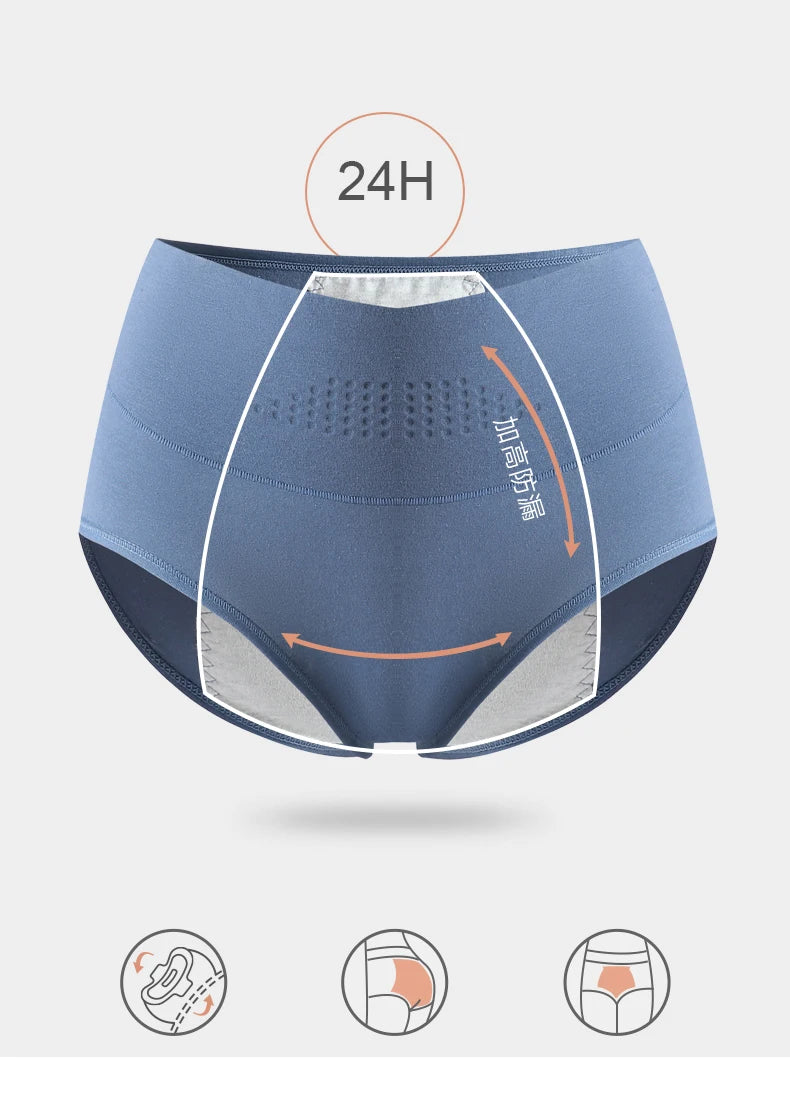 High Waist Leak Proof Menstrual Women's Panties Widen Period Pants Physiological Underwear Cotton Plus Size L-4XL Female Briefs