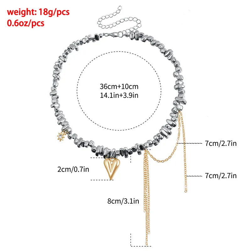 New Irregular Stone Choker Necklace For Women Elegant Tassels Heart Pendant Necklaces Wedding Party Jewelry Gift