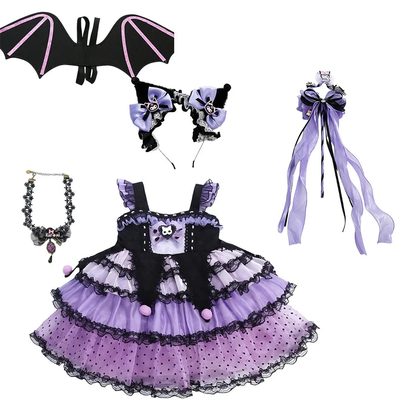 Halloween Sanrio Cosplay Princess Dress Kuromi Lolita Christmas Children's Costume Dresses Puffy Skirt Suit Cute Girls Dress
