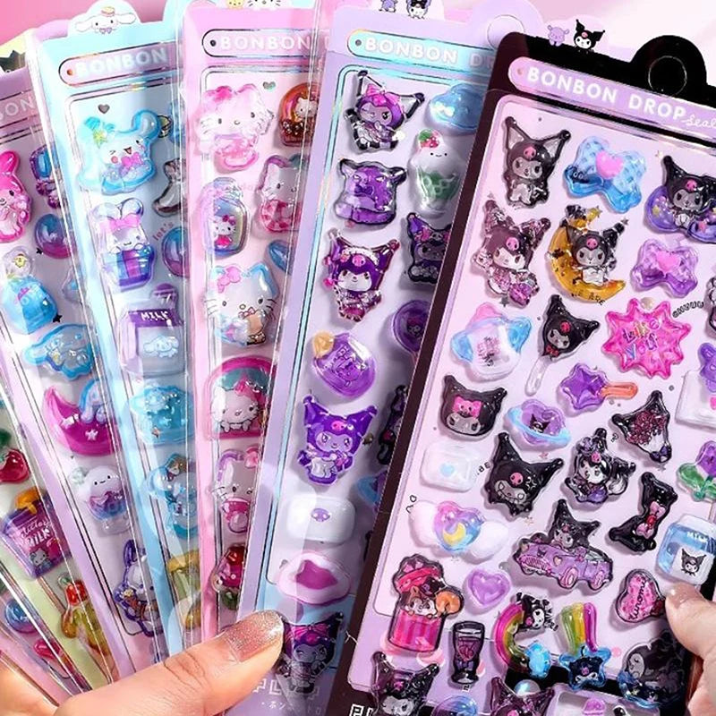 Kawaii Sticker DIY Hand Account Diary Decorative Kitty Kuromi Funny Cartoon Kids Girls Christmas Birthday Gift Reward Toy