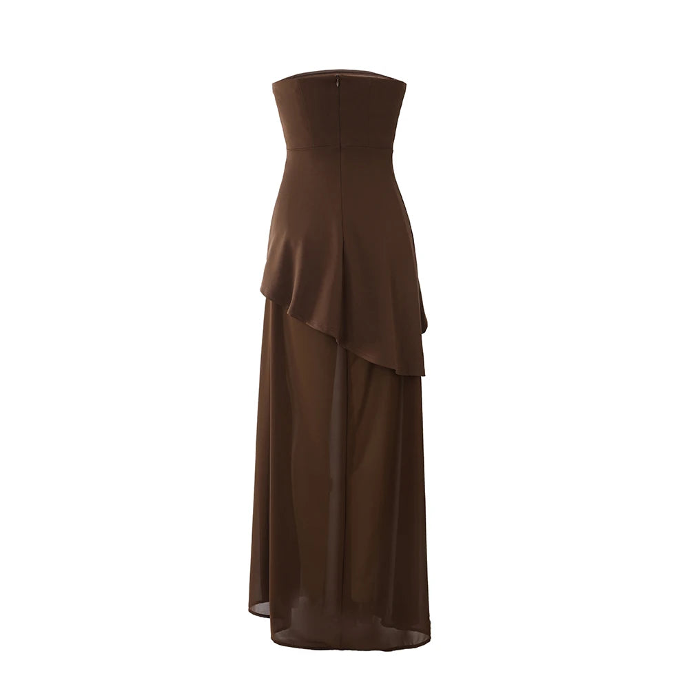 Suninheart Summer Long Dress Elegant 2025 New Arrivals Strapless Chiffon Dress with Scarf Sexy Party Dresses Women